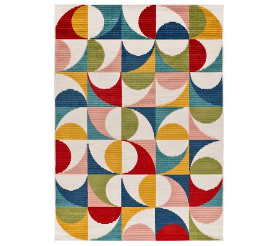 Tapis Extérieur 120x170 Cm Multicolore Rectangulaire Mila Géométrique Avec Relief