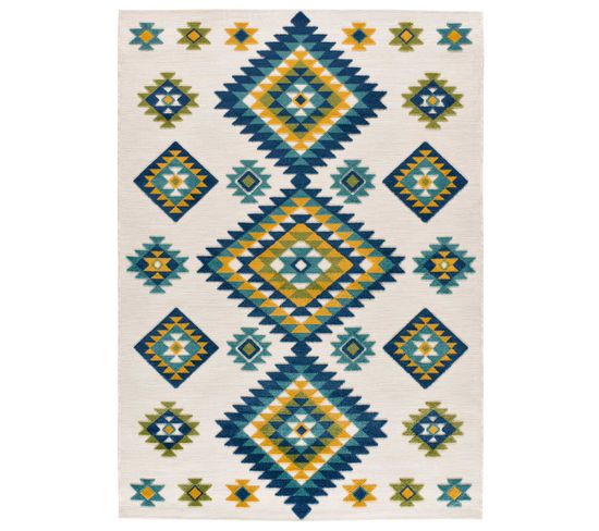 Tapis Extérieur 160x230 Cm Multicolore Rectangulaire Mila Ethnique Avec Relief