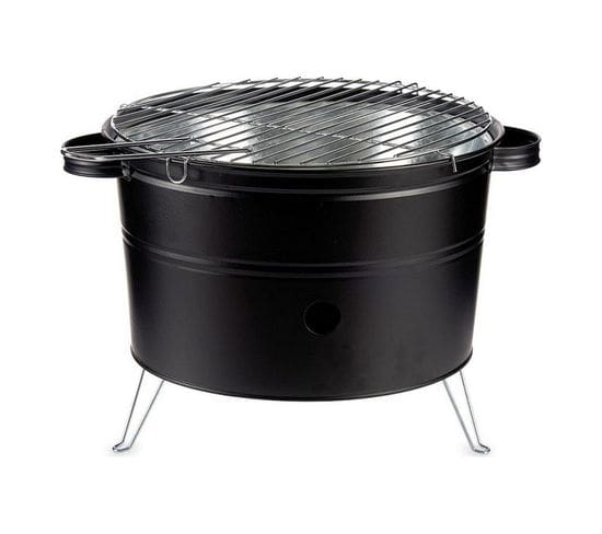 Barbecue Portable à Charbon De Bois Avec 2 Poignées 42x35x21cm - Noir