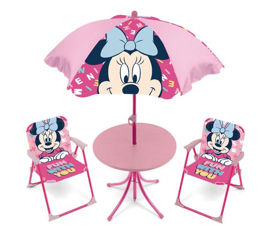 Set De Jardin Minnie Mouse Disney Avec Une Table, 2 Chaises Et Un Parasol