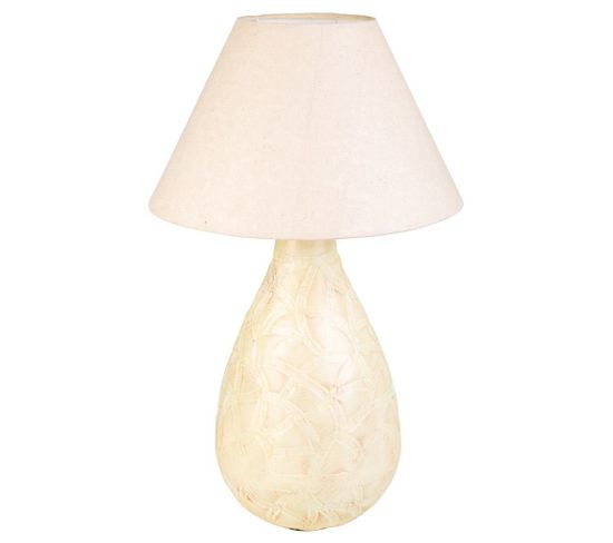 Lampe De Table En Métal Couleur Crème 33x33x60h