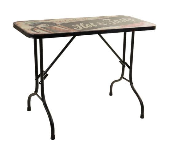 Table Rectangulaire En Métal Noir 100x47x75h