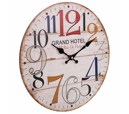 Horloge Murale En Bois Blanc D34x2h