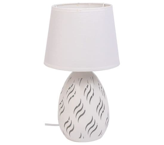 Lampe De Table En Métal Blanc 18x18x31h