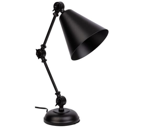 Lampe De Bureau En Métal Noire 24x15x45h