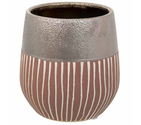 Vase En Céramique Argentée 13x13x14h