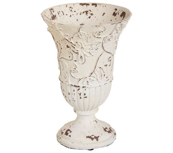 Vase En Magnésie Blanche 18x18x27h