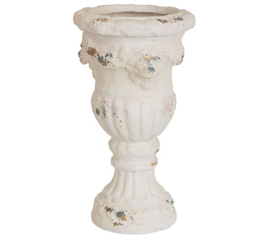 Vase En Magnésie Blanche 29x29x50h