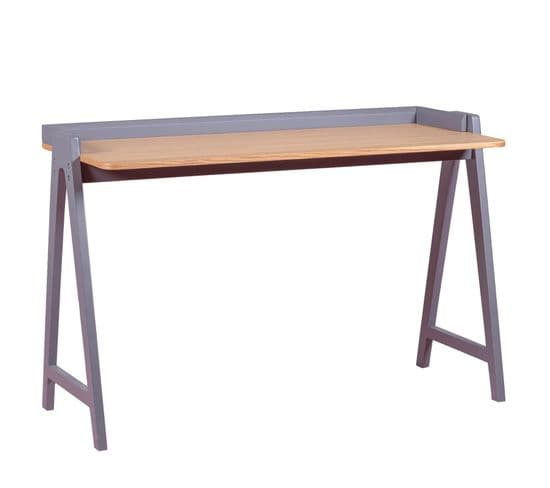 Table De Bureau Minimaliste En Bois - Pop, Gris, H.80cm, L.123cm, P.53cm