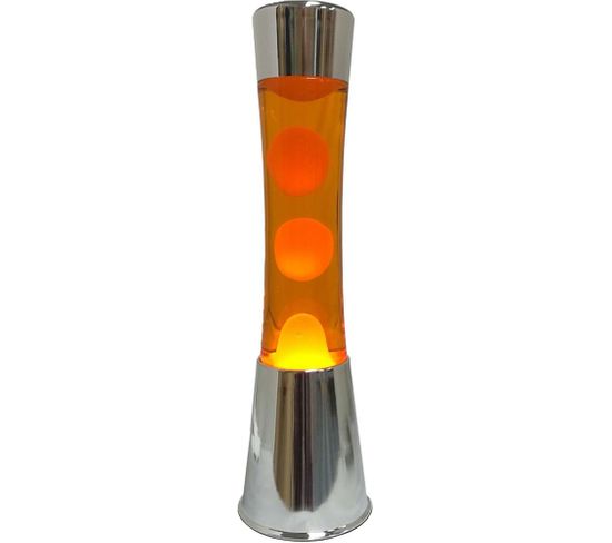 Lampe À Poser En Métal Et Verre Lave Argent / Orange