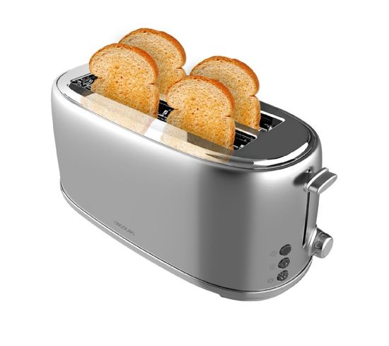 Toastettaste 1600 Retro Double Stainless Steel 4-slice Toaster. 1630 W, 2 Wide And Long Slots