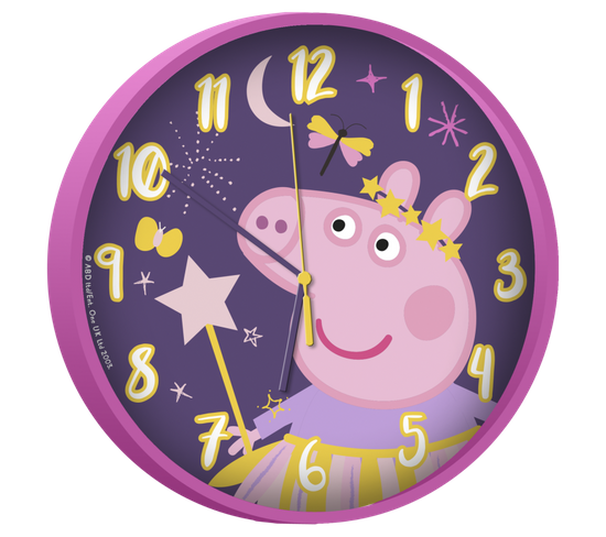 Horloge Murale - Peppa Pig Nuit Étoilé - Rose - 25 Cm