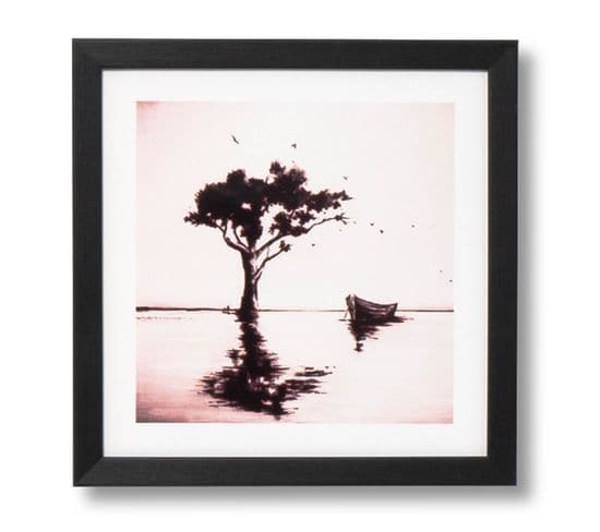Alone Tree - Peinture Décorative 30 X 30 Cadre Noir
