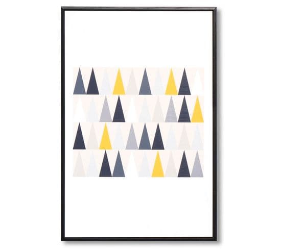 Triangles - Peinture Décorative 60 X 40 Cadre Noir