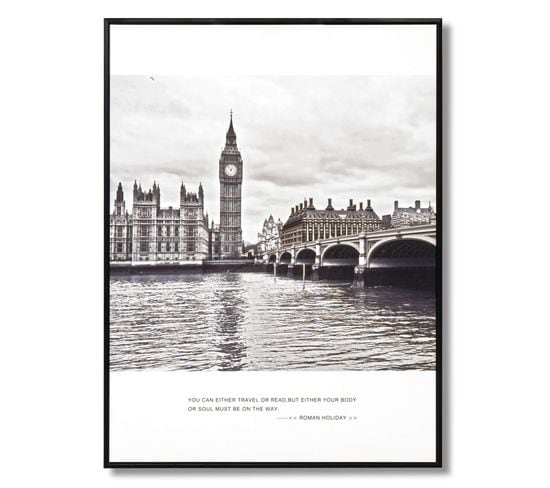 London Big Ben - Cadre Noir 80 X 60 Toile Décorative 80 X 60