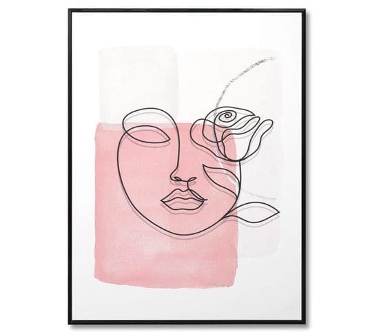 Pink Doodle2 - Peinture Décorative Sur Toile 80 X 60 Cadre Noir