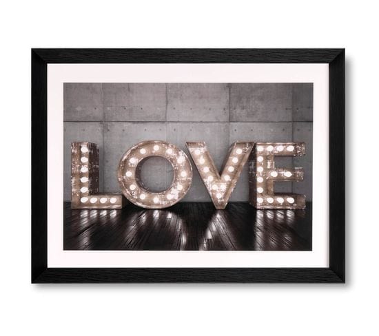 Love Lights - Tableau Décoratif 30 X 40 Cadre Noir