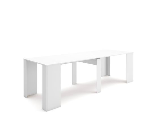 Table Console Extensible, 260, Pour 12 Personnes, Blanc