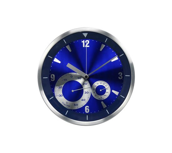 Horloge Murale Analogique Mesure De La Température Et De L'humidité En Couleur Bleue