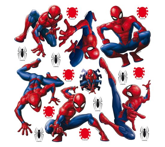 Minis Stickers Marvel 7 Spiderman Et Décorations - 1 Planche De 30 Cm X 30 Cm