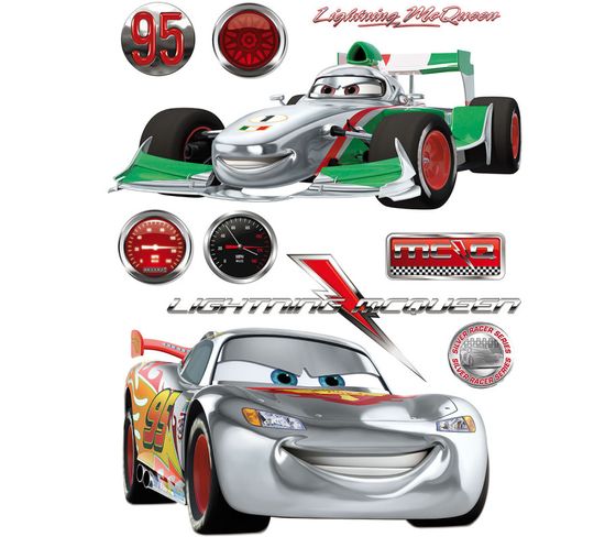 Stickers Géant Cars Flash Mcqueen et Francesco Bernoulli Silver Disney