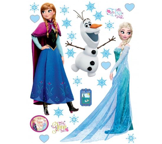 Stickers Géant Anna Elsa et Olaf La Reine Des Neiges Disney