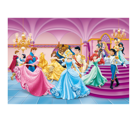Poster Intissé Xxl - Princesses Et Princes Disney Dansent Au Bal - 255 Cm X 180 Cm