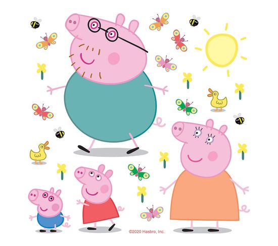 Sticker - Peppa Pig Et Sa Famille - 1 Planche 65 X 85 Cm