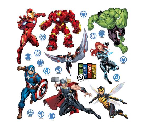 Minis Stickers Marvel Avengers 8 Personnages - 30 Cm X 30 Cm