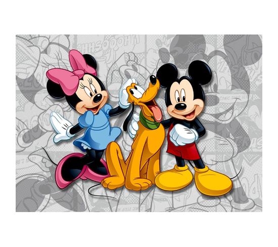 Poster Xxl Mickey Minnie Mouse Disney En Gris 155x110 Cm