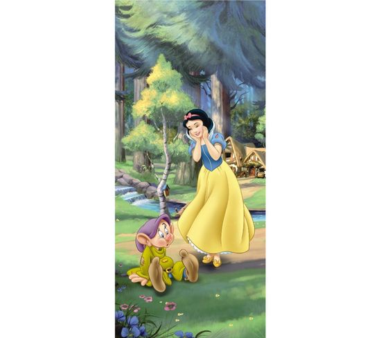 Poster Porte Blanche Neige Et Simplet Princesse Disney Intisse 90x202 Cm