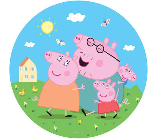 Photo Murale Ronde Peppa Pig Avec Sa Famille - 70 X 70 Cm