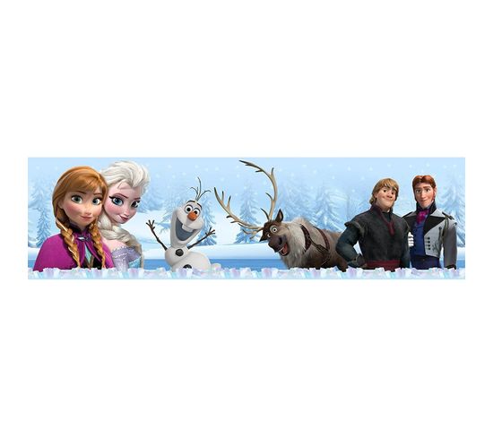 Frise La Reine Des Neiges Disney Elsa, Anna, Olaf, Sven Et Kristoff Sur Fond De Neige