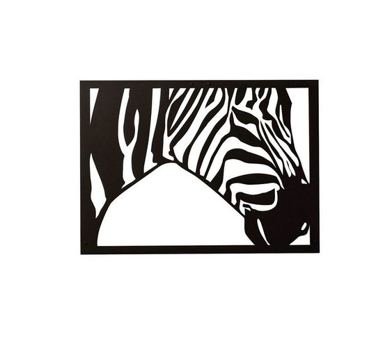 Décoration Murale Zebra - Animaux - Noir En Acier, 48 X 0,15 X 35 Cm