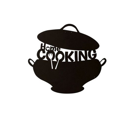 Décoration Murale Cooking - Pour Séjour, Cuisine - Noir En Acier, 45 X 0,15 X 40 Cm