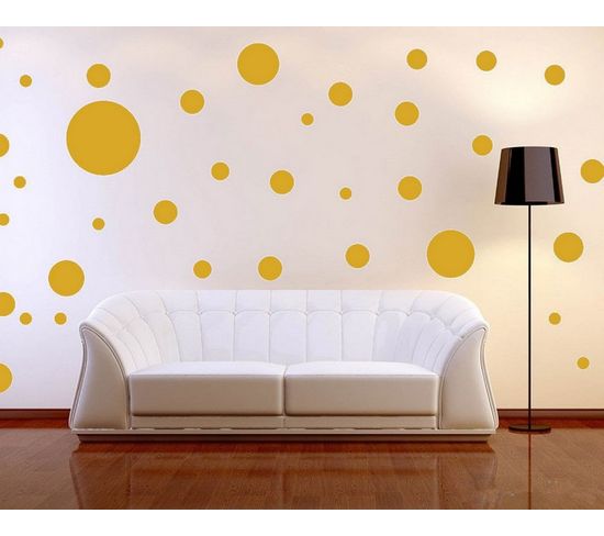 Sticker Polka Dots - Cercle - Au Mur - Or En Vinyle, 25 X 0,15 X 29 Cm