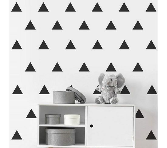Sticker Triangle - Triangles - Pour Enfants - Pour Mur - Noir En Vinyle, 24 X 0,15 X 29 Cm