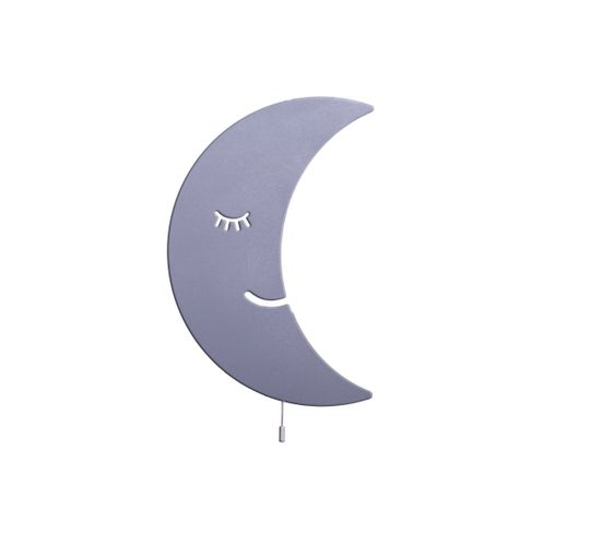 Applique Smiling Moon - Gris En Mdf, 25 X 3 X 40 Cm, 1 X LED Strip, Max 14,4 W, 600lm