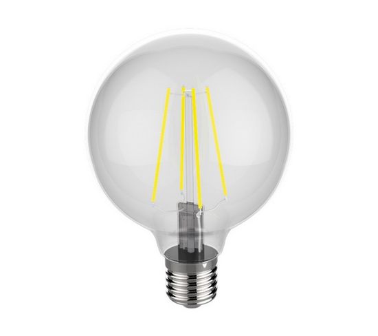 Ampoule Globo Transparent En Métal, Verre, 6 X 6 X 10,8 Cm, 1 X E27, 24w, 240lm, 2800k