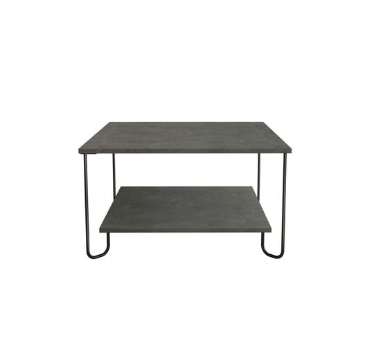 Table Basse Design Métal Marbo - L. 80 X H. 45 Cm - Gris