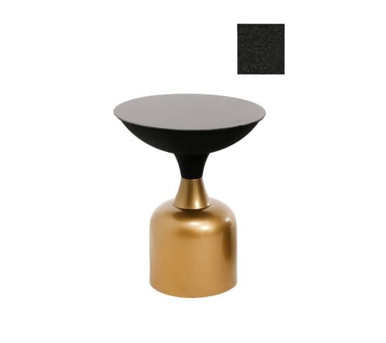 Table D'appoint Ronde Moderne Misira H50cm Métal Noir Et Or