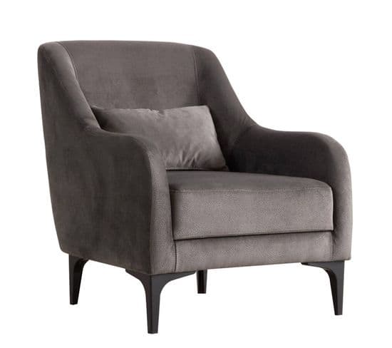 Fauteuil Lamine Velours Anthracite