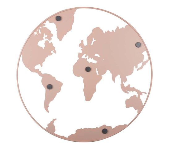 Mappemonde En Métal Avec Magnets World Map Rose Clair
