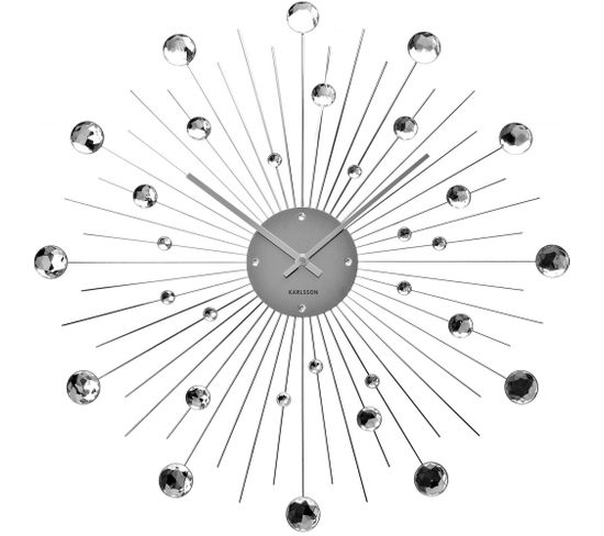 Horloge Ronde En Métal Sunburst 50 Cm Chrome