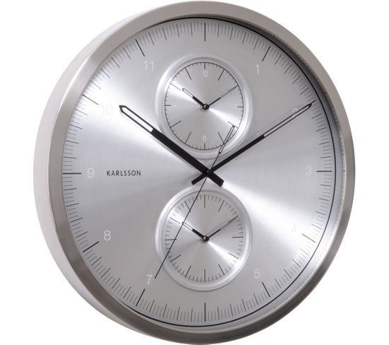 Horloge Ronde Multiple Time 50 Cm Aluminium Brossé