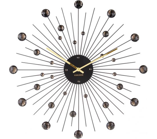 Horloge Ronde En Métal Sunburst 50 Cm Noir