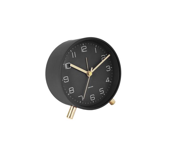 Horloge Réveil En Métal Lofty - Diam. 11 Cm - Noir