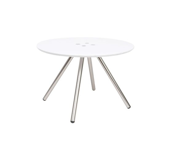 Table Basse Ronde Sliced - 4 Pieds Chromés - Diamètre 60 Cm X Hauteur 40 Cm - Blanc