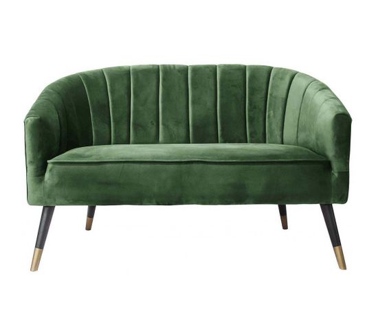 Sofa En Velours Pieds Bicolores En Bois  Royal Vert Foncé