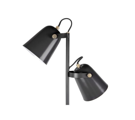 Lampadaire Double Abats-jour Orientables En Métal - H.158cm - Noir